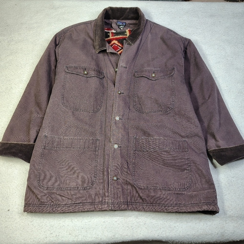 VINTAGE Patagonia Jacket XL Night Plum Purple Nuevo Range Aztec Fleece 1995